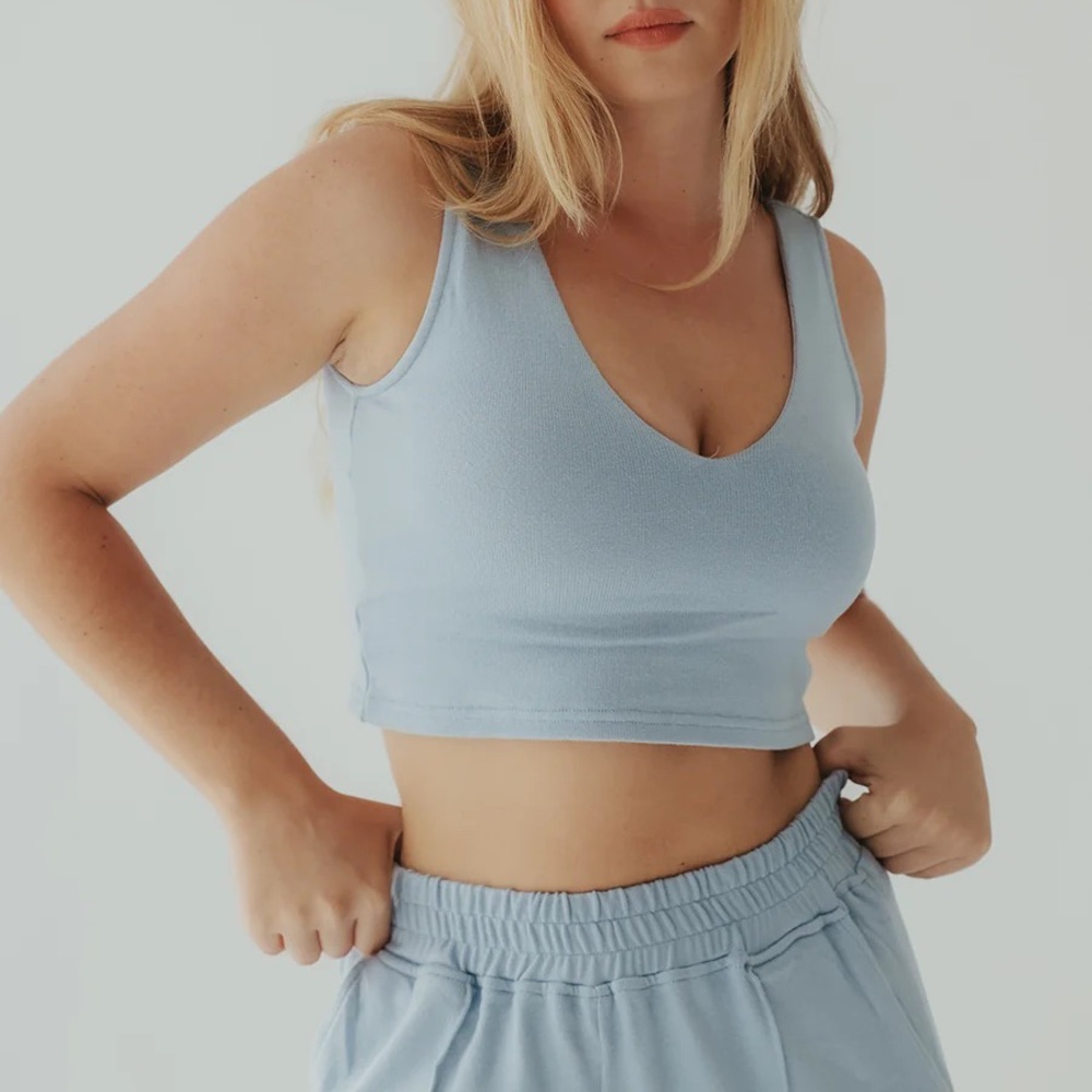 Knit Lounge Crop Brami (blue)